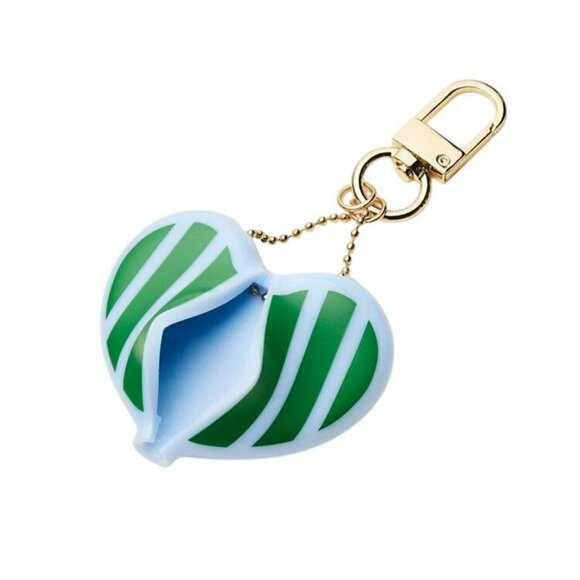 Kate Spade New York X Target Green Blue Striped Heart Coin Purse Keychain Limite - Picture 3 of 4